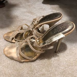 Cathy Jean gold strappy heels